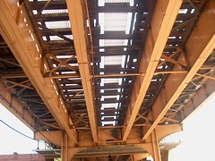 The underside of the old CTA Brown line structure at North Southport Avenue. Chicago Illinois. August 2006.