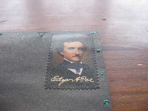 Poe stamp with glimmer mist