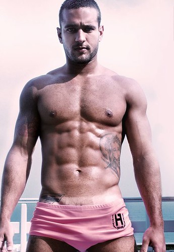 brazilian hunk hot latin muscle male model shirtless on the pool