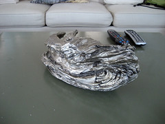 bizarre silver painted driftwood