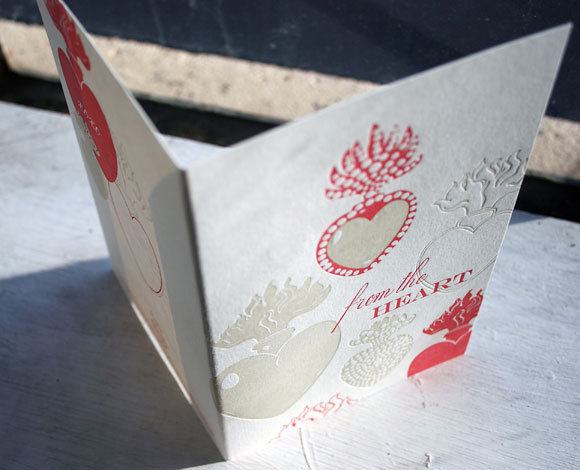 Letterpress love cards for the Nest - donated by Smock 