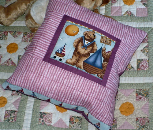 Bear quilted pillow (back)