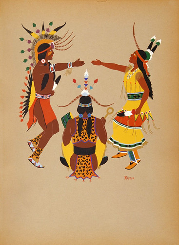 026-Arte indio Kiowa- ceremonia de boda-acuarela 1929