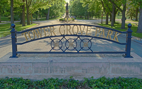 Tower Grove Park, in Saint Louis, Missouri, USA - sign at eastern gate