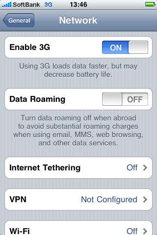 Tethering by iPhone