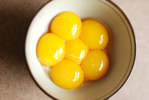 Egg yolks that are busily not going to waste.