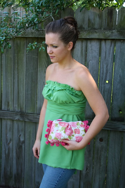 Holding my lovely new clutch (I made a tutorial for it!)