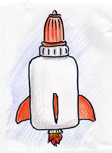 Glue bottle rocketship