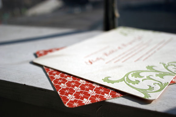 Letterpress wedding invitation - Vettore design with calligraphy  - Smock 