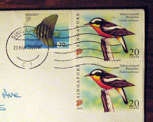 Singapore stamps: birds and fish