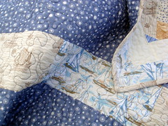 sailboat quilt backside, binding, details