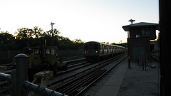 The CTA Linden Avenue yard at twilight time. Wilmette Illinois. Early June 2009.