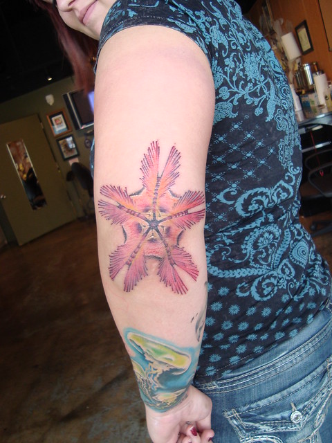 crazy starfish elbow tattoo (work in progress)