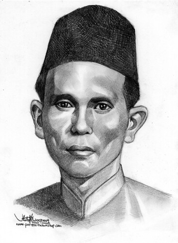 Malay Man  portrait in pencil A4