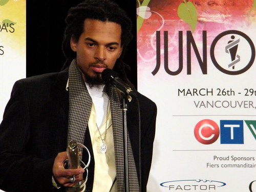 Humble with his Juno for Best Raggae Recording