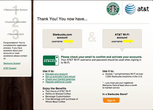 Sign Up for Starbucks - AT&T Wi-Fi