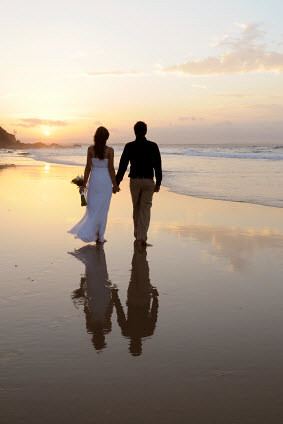 Beach Wedding Dress On Sunset