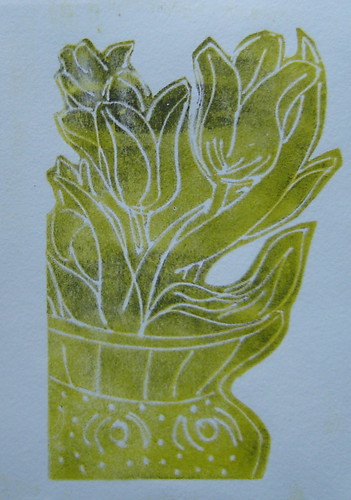 Print of tulips.