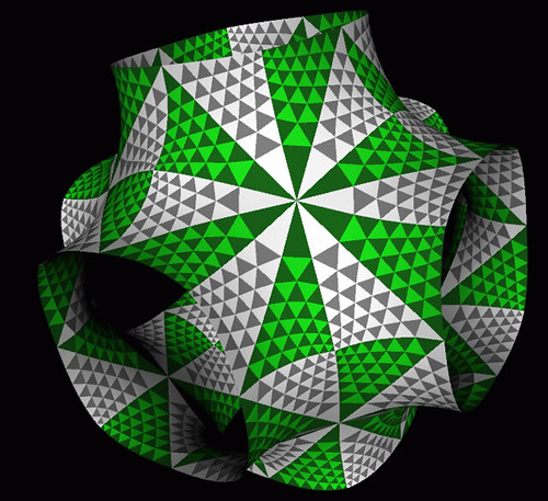 Surface of constant negative Gaussian curvature, tiled by hyperbolic hexagons