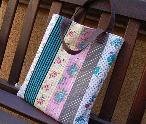 reversible quilted tote bag