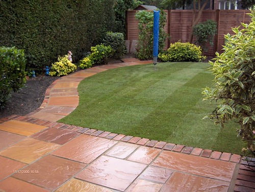 Indian Sandstone Patio and Lawn Image 3