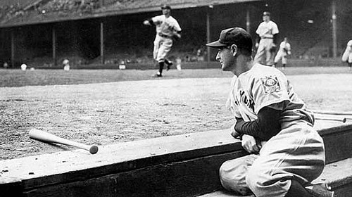 Gehrig reclining against the