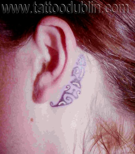 polynesian ear tattoo very small fine
