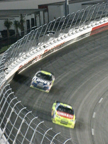 Mark leading Jimmy Johnson late in the race