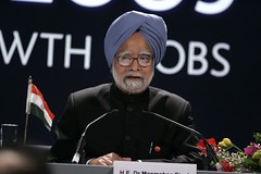 Prime Minister of India, Manmohan Singh, addre...