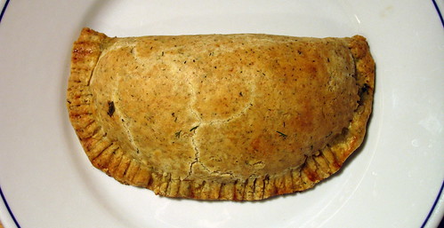 vegetarian pasty with spring greens