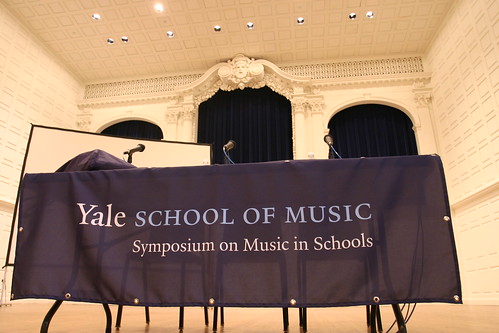 The stage is set in Sprague Hall for Symposium panel discussions
