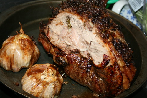 Roast leg of lamb with anchovy, garlic & rosemary