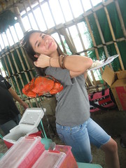 Joselle sporting the latest fashions... err crabs. 