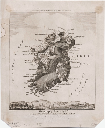 Geography Bewitched or a droll caricature map of Ireland, 1793 (Dighton)