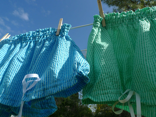 blue and green bloomers