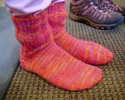 A's finished socks (side view)