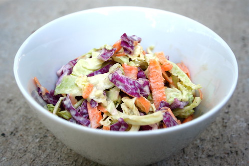 Coleslaw - It is easy to make your own coleslaw from scratch! All you need are some shredded cabbage and carrots, plus four ingredients for the dressing.