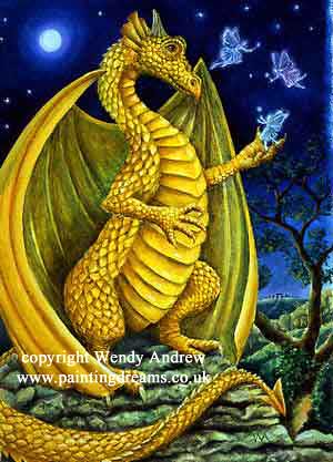 Yellow Dragon Faerie Friend by Wendy Andrew