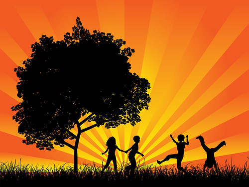 clipart sunset. Clipart Illustration of Four