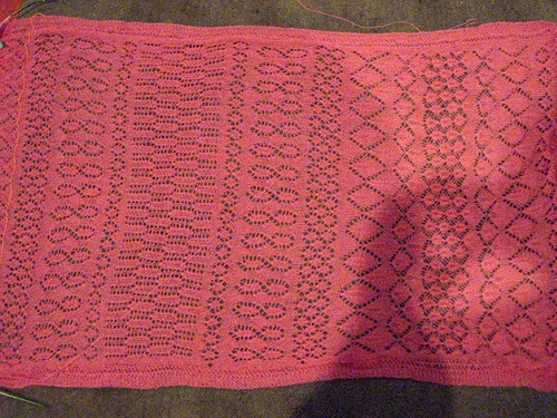pink lace shawl, first half