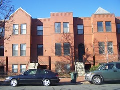 Rowhouses constructed around 1987 at the NE corner of 4th and F Streets NE