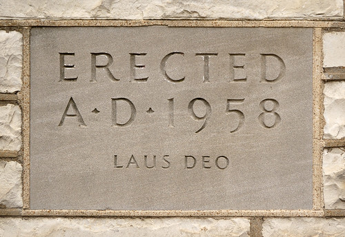 Cornerstone at former Daughters of Charity convent, at the University of Missouri - Saint Louis, in Normandy, Missouri, USA