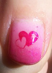 pink heart ombre nail look