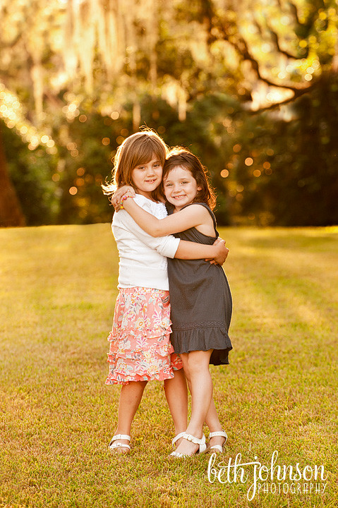 two sisters in tallahassee with beautiful light