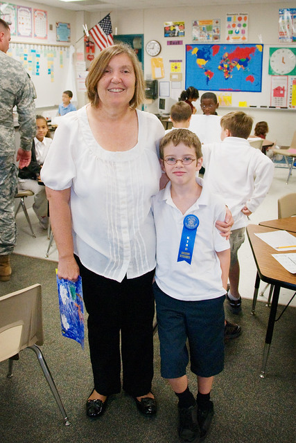 Connor with his 1st grade teacher-Mrs Adams