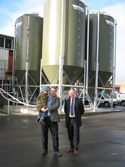 Cllr Cadogan Enright, with his son Cadogan Jnr, being shown around the new renewable energy heating facility by Robert Spence Estate Manager at the Downshire Hospital. 