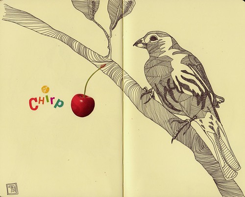 Finch with cherry