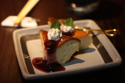 Baked Cheesecake with Blueberry Sauce