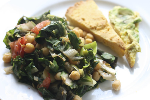 Swiss Chard and Chickpeas with Cornbread