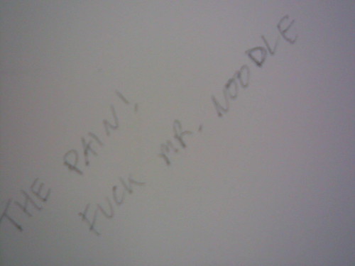 Someone wrote on the wall of toilet